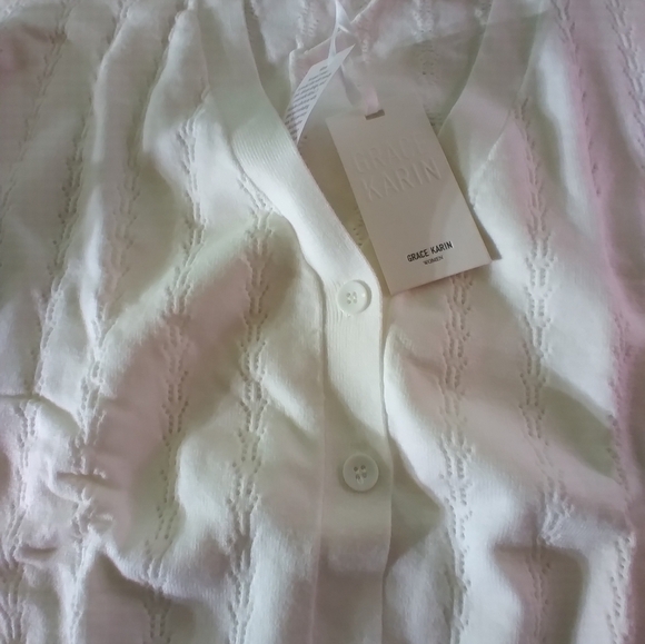 NWT Grace Karin white button down crop sweater XL - Picture 4 of 13